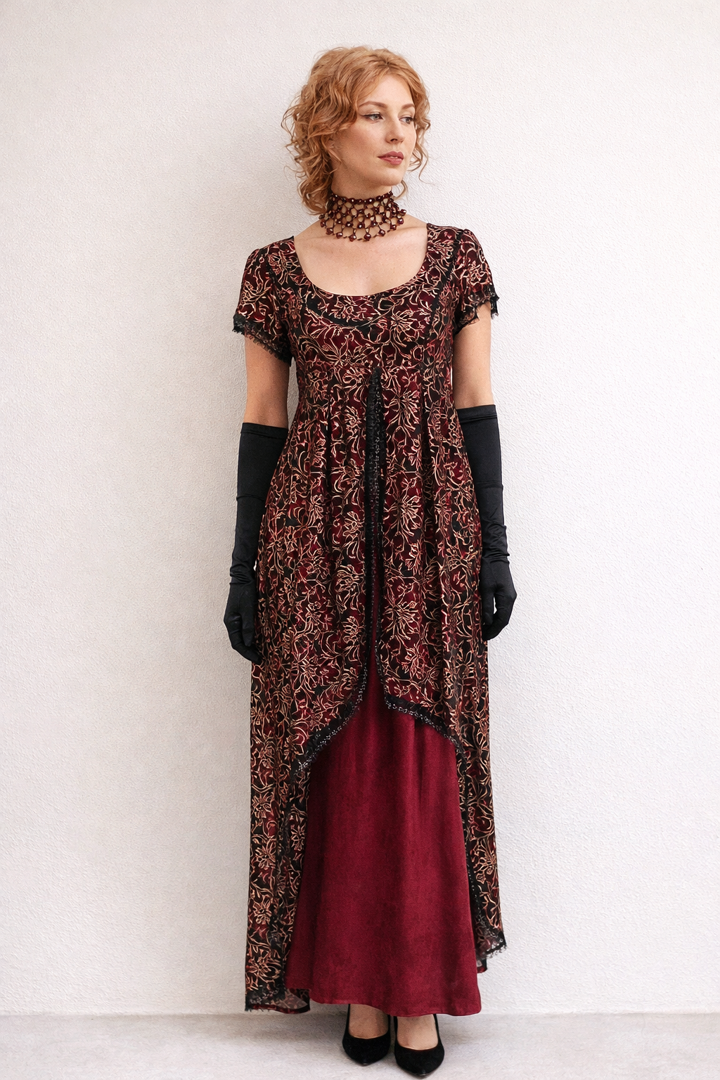 Burgundy Titanic Edwardian Dress, Women's Costume Rental