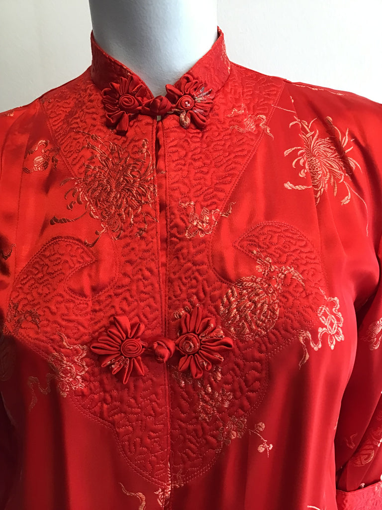 1960’s Silk Red  Chinese Robe Size 8