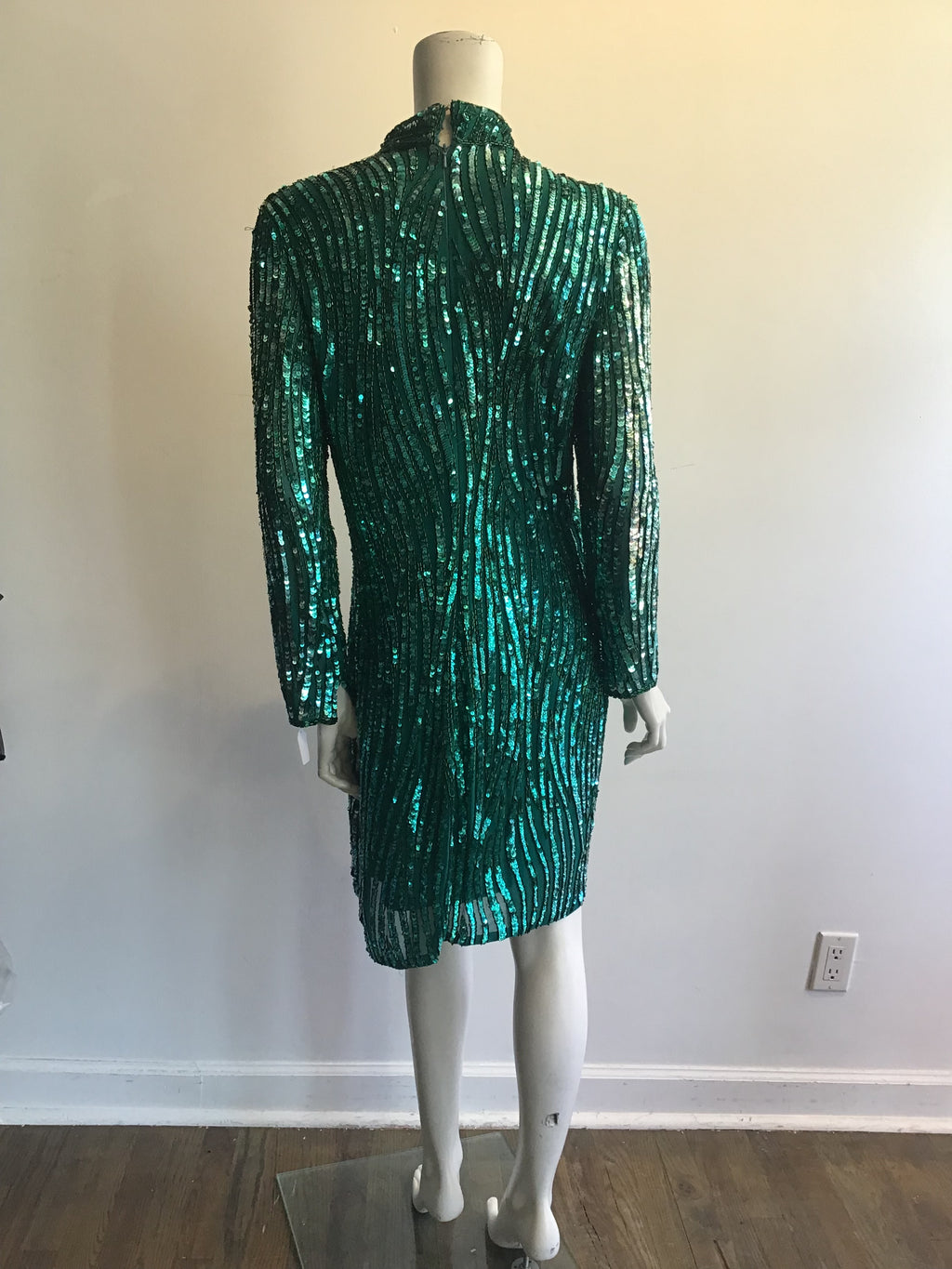 1980’s Green Sequined Cocktail Dress Size 12