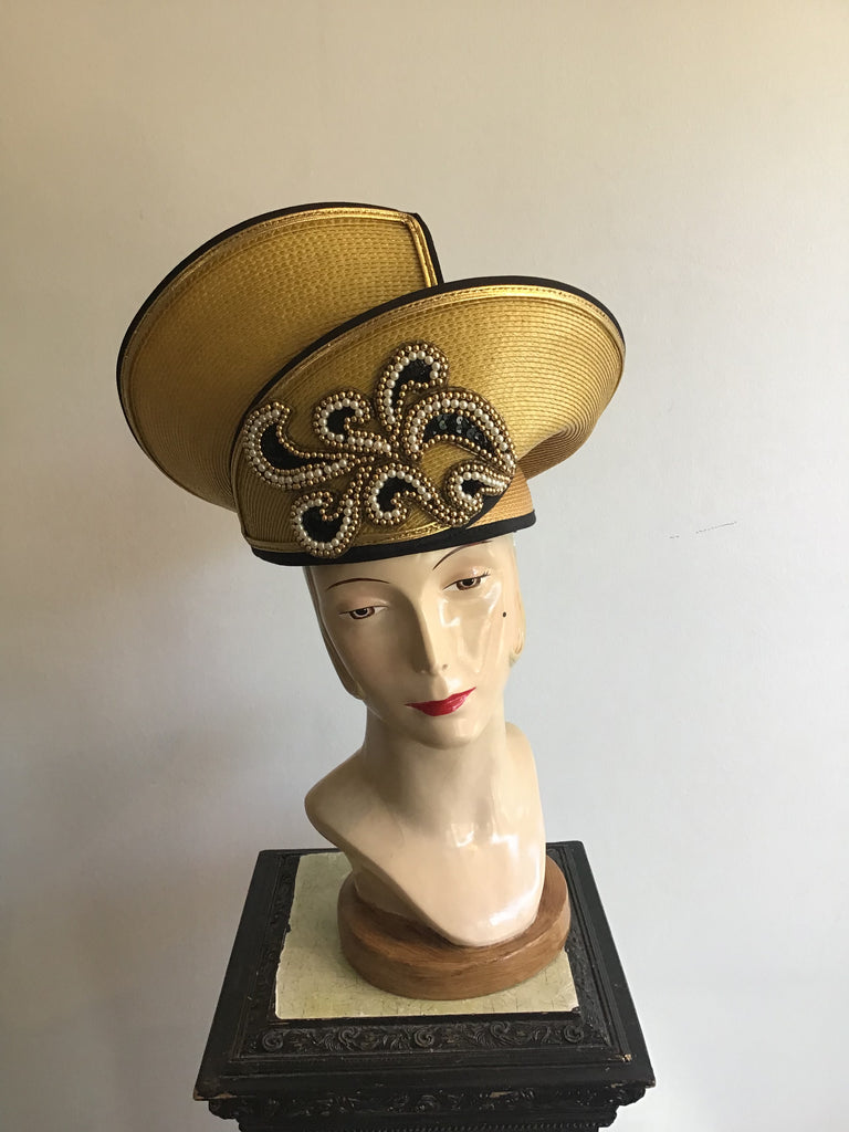 1990s Straw hat done in the 1920s Style