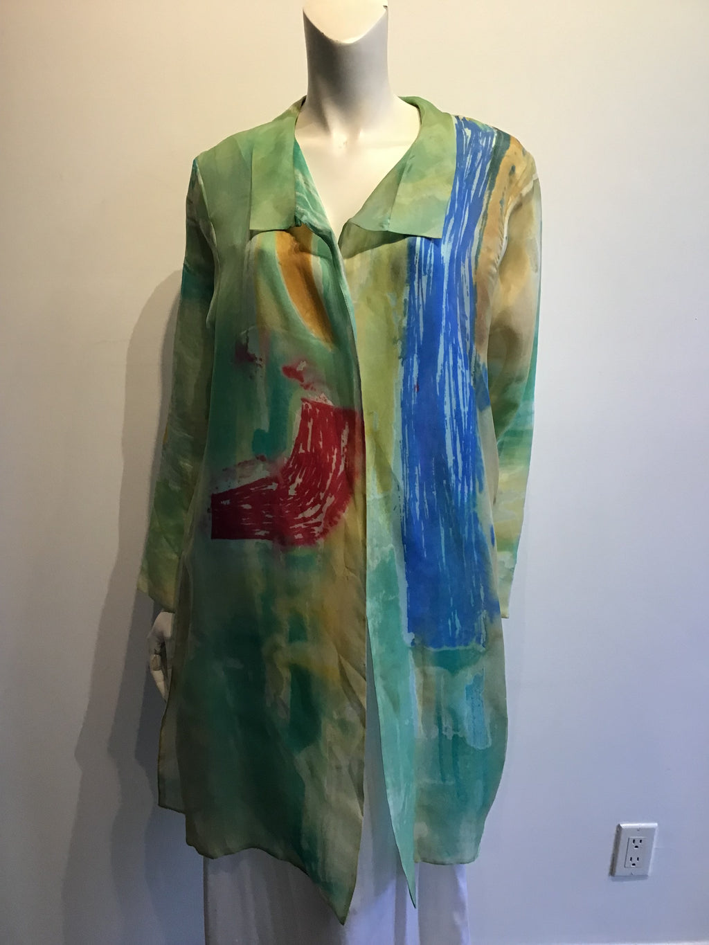 2000 Carole Waller Hand Painted Silk Jacket Size up to 12