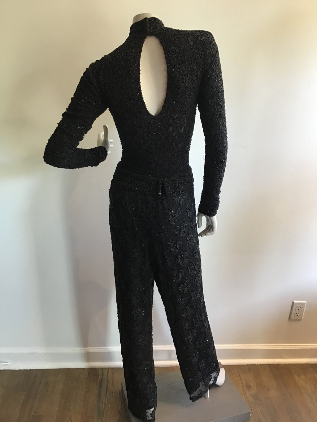 1980's Giorgio di Saint Angelo  Black Beaded Unitard and Pants Size 6/8