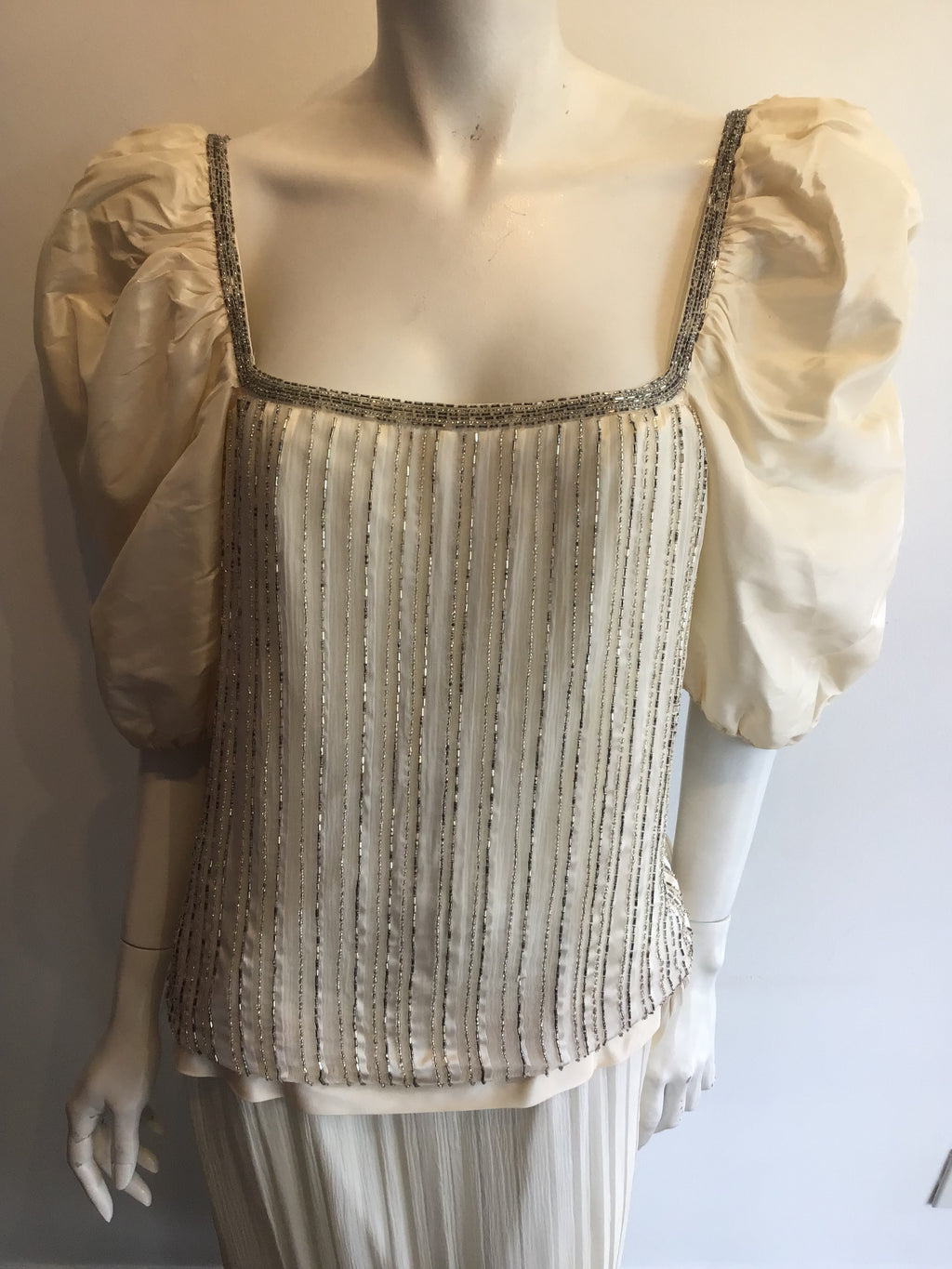 1980’s Cream Silk Taffeta Evening Gown Size 10