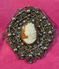 Vintage Antique 800 silver  Cameo Brooch