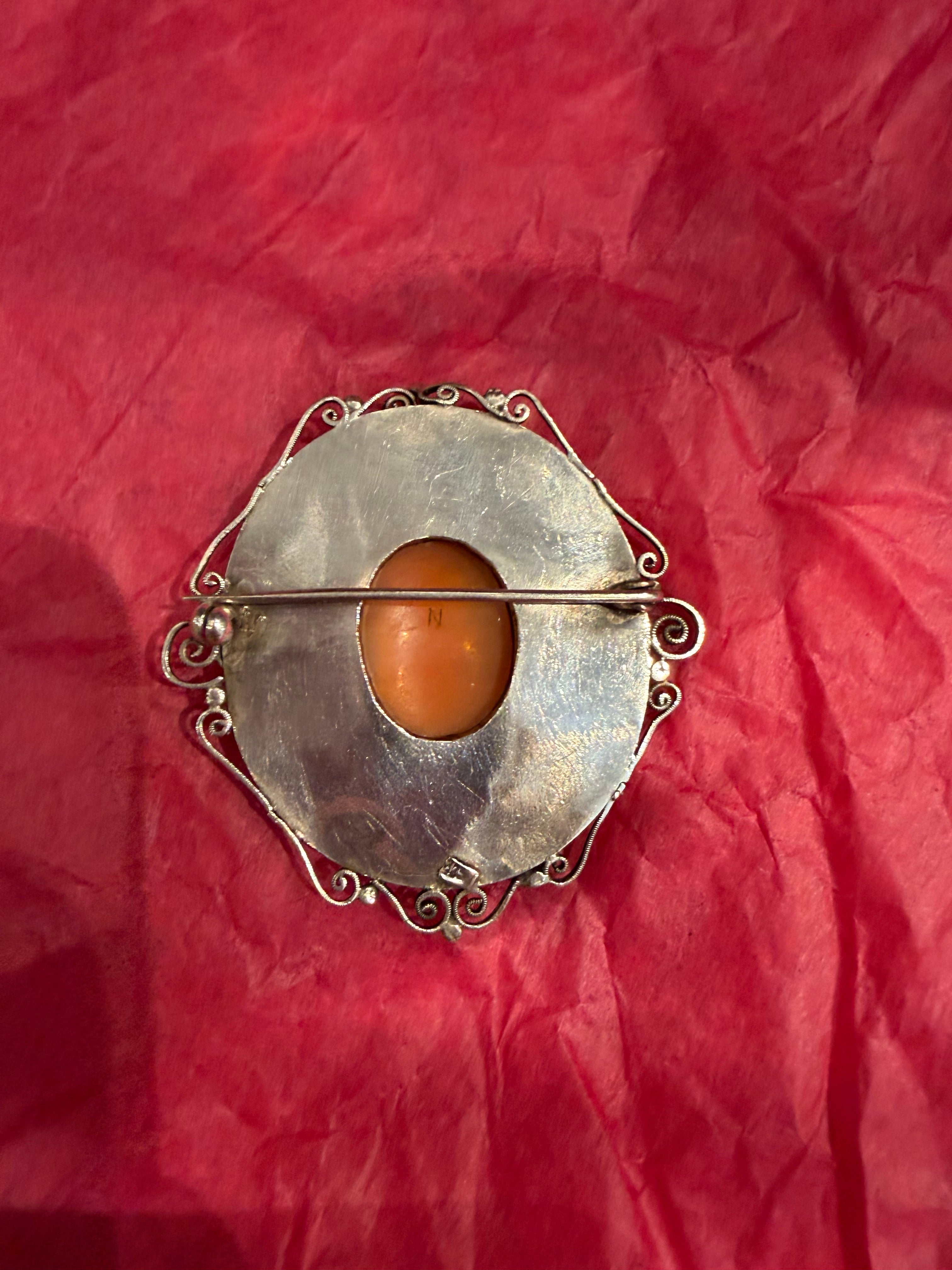 Vintage Antique 800 silver  Cameo Brooch