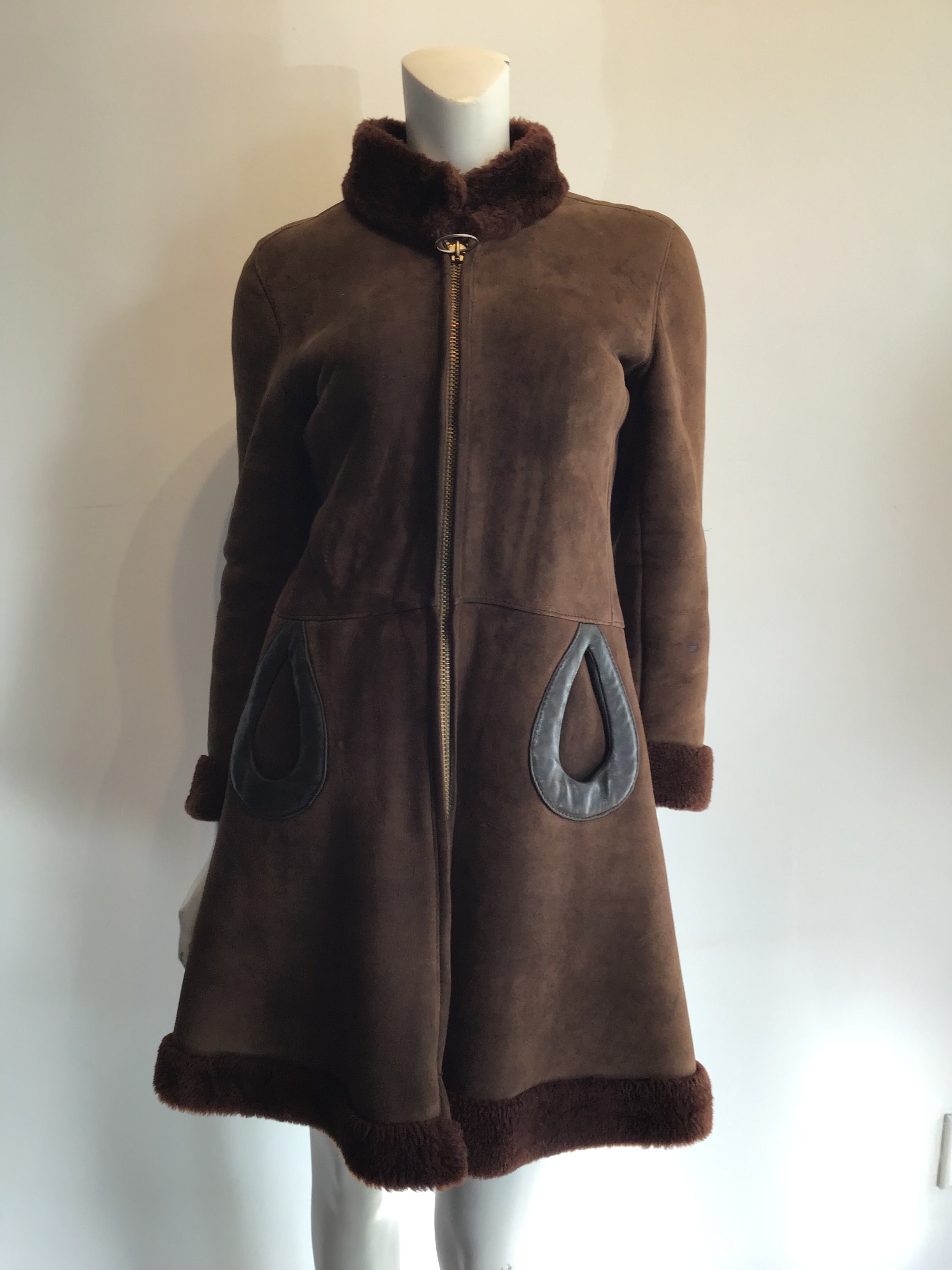 Late 1960s Pierre Cardin Brown Suede Coat Size 6