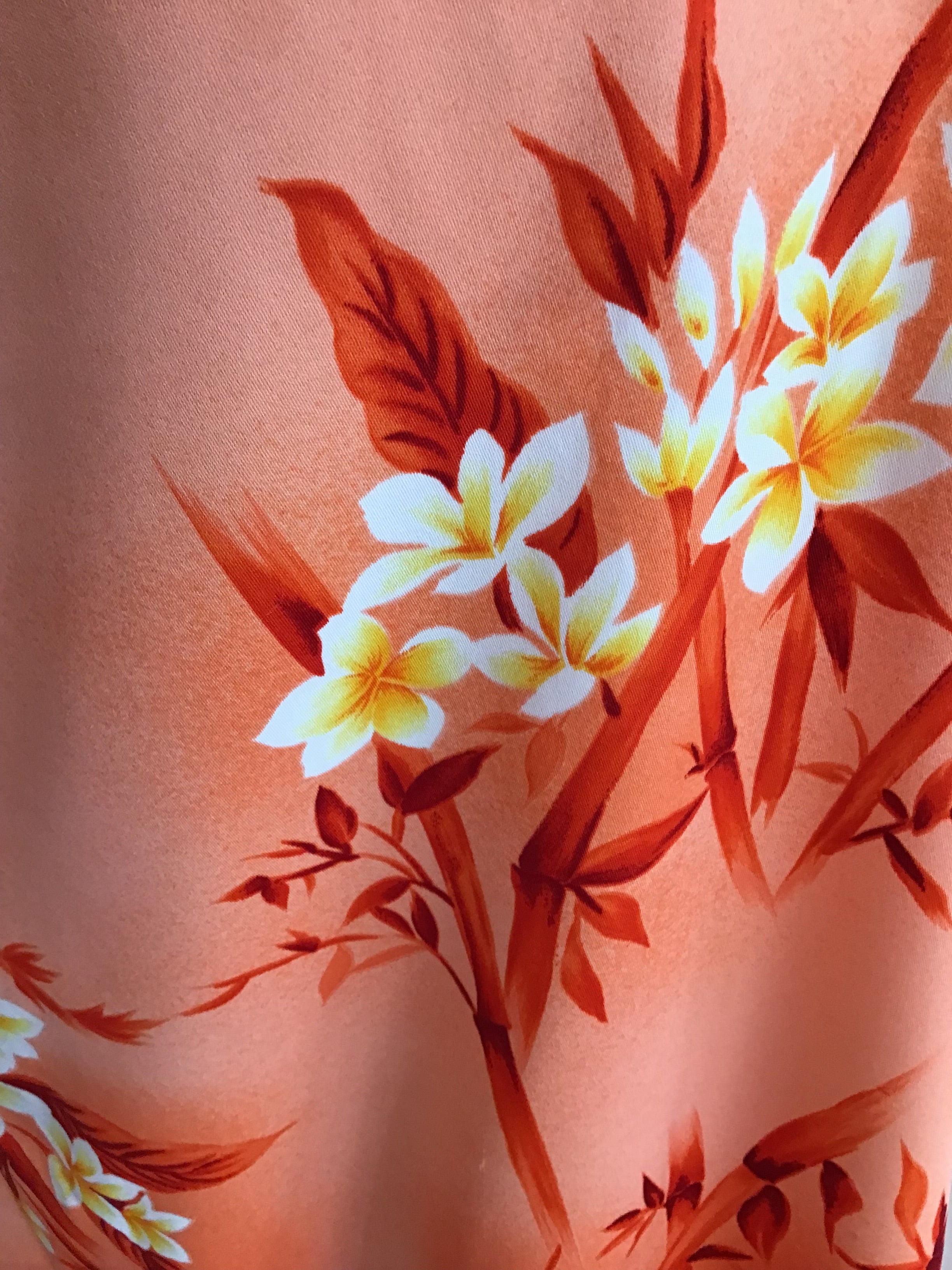 1970s Omare Orange Floral Polyester Halter Dress