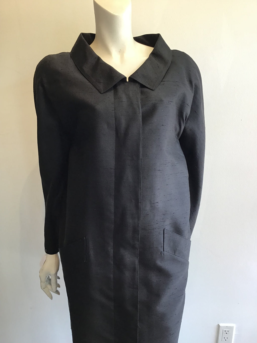1980’s Oscar de La Renta Black Silk Coat Size 10