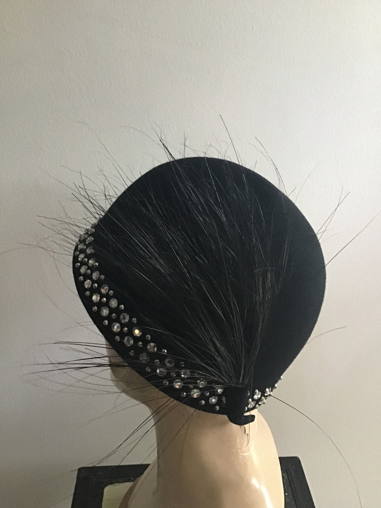 1960s Adolfo II Black Cloche Style Hat