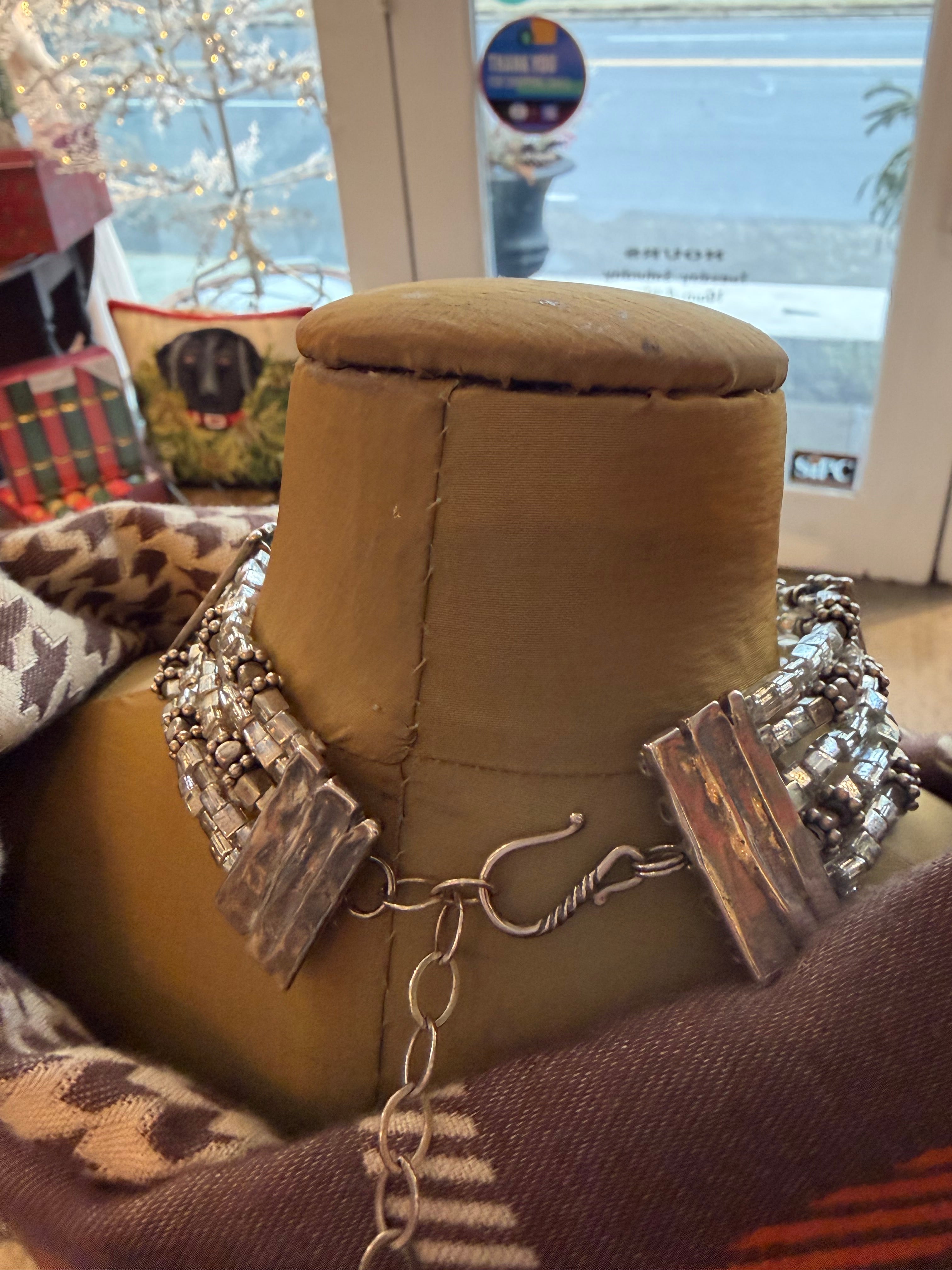 STERLING SILVER /CRYSTAL VINTAGE CHOKER SIGNED MARY & DOUG HANCOCK