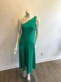 1970’s One Shoulder Green Polyester Dress Size 10