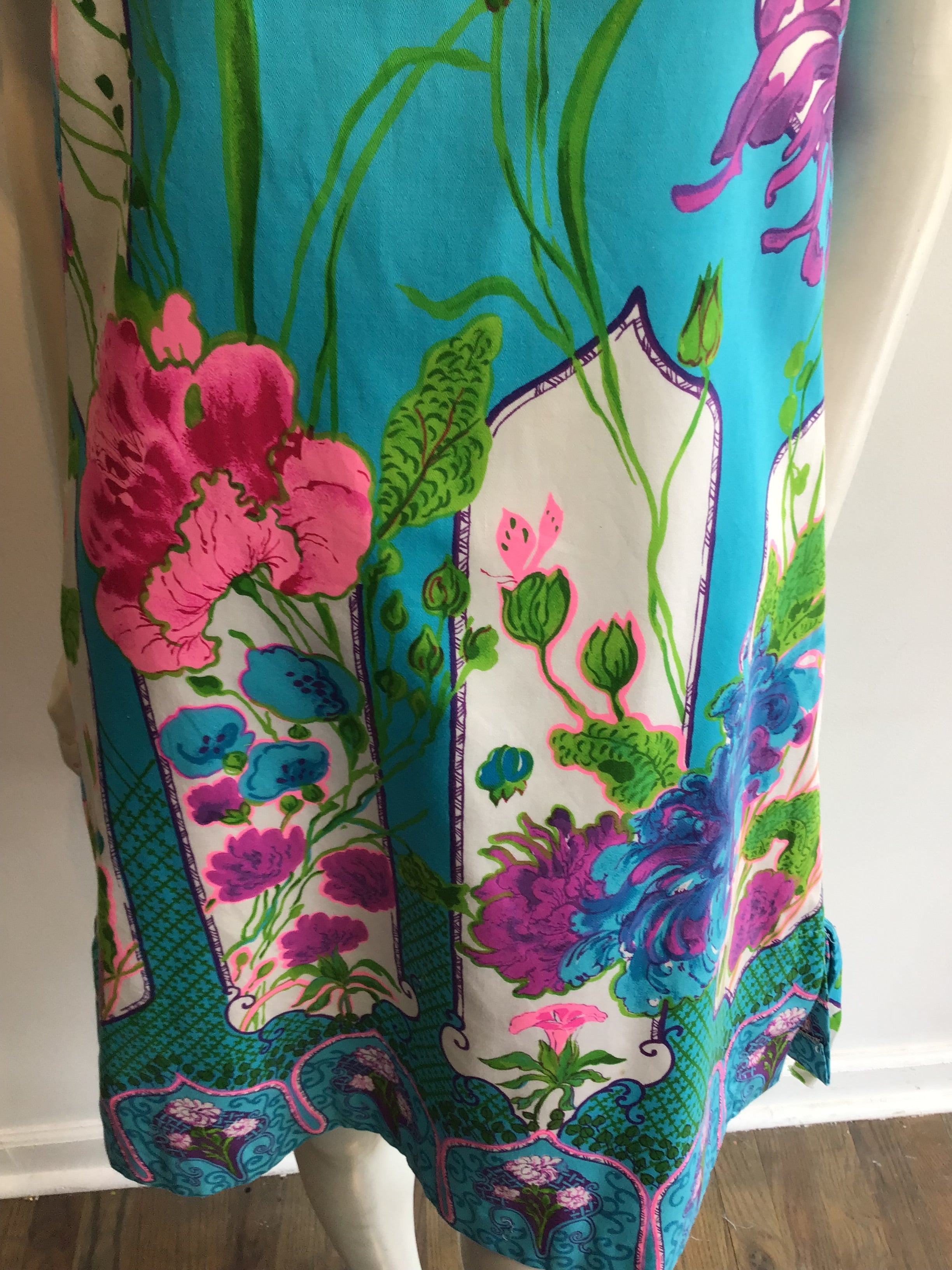 1960’s Cotton Blue/Pink/Purple Janet Lynn Shift Dress Size 8