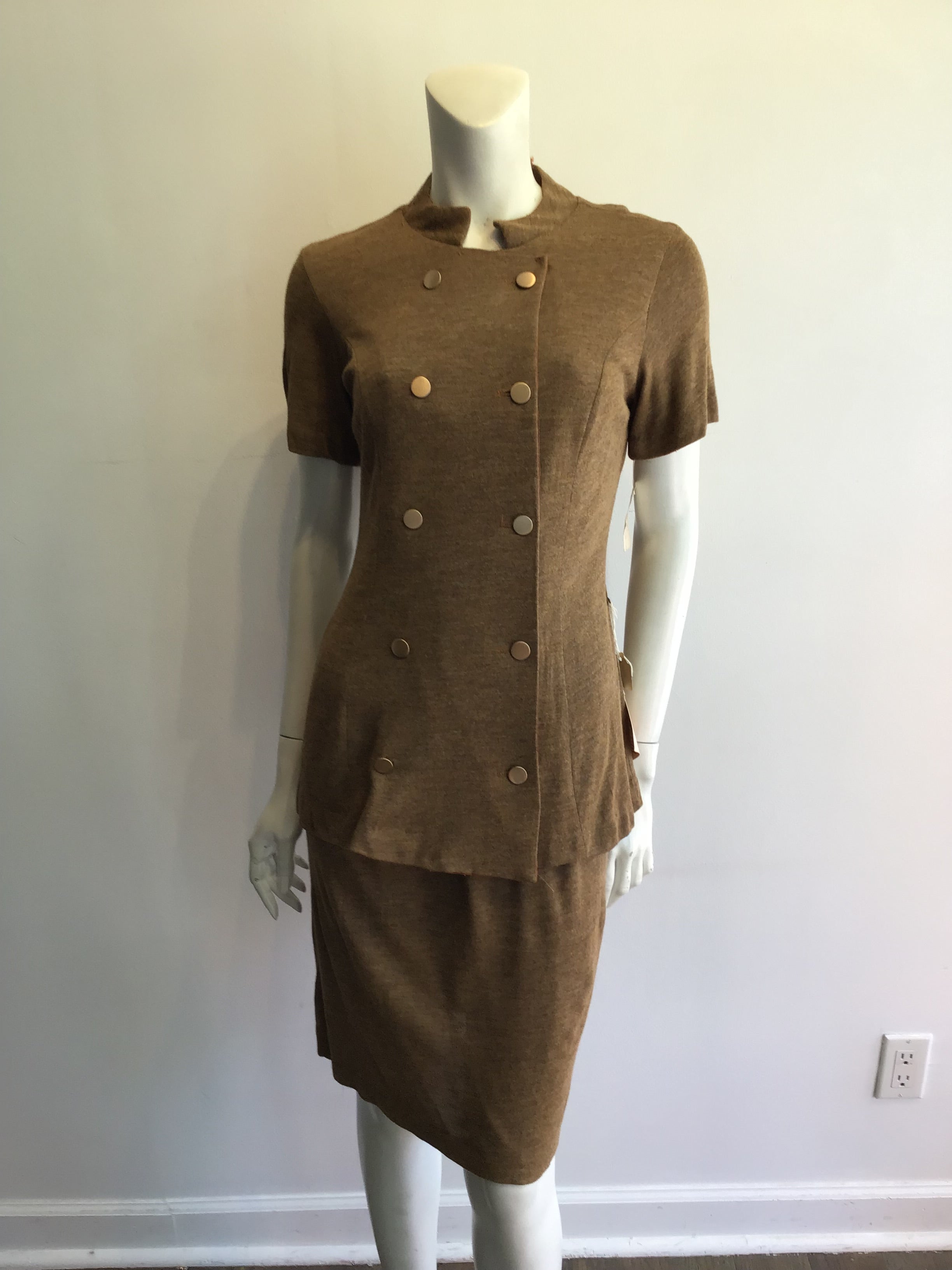 1960’s 2 Piece Wool Light Brown Ensemble Size 8