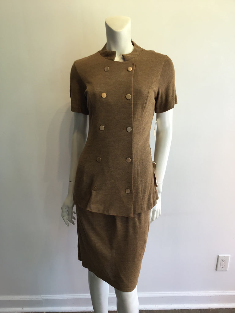 1960’s 2 Piece Wool Light Brown Ensemble Size 8