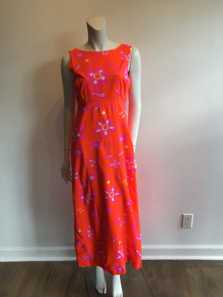 1960s Ludy of Honolulu Pink Maxi Dress Size 8
