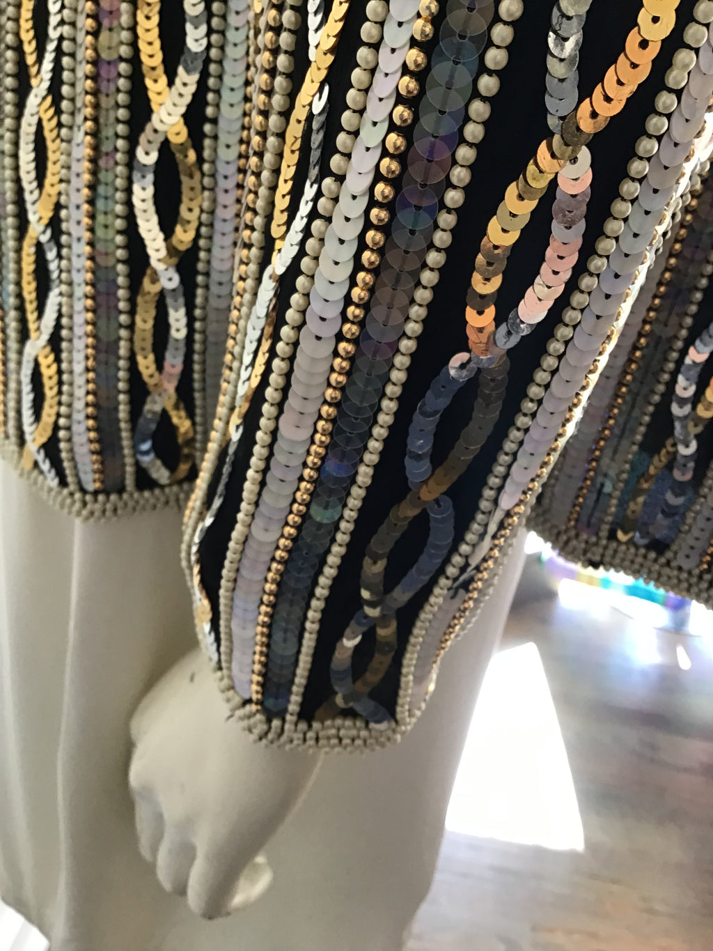 1980’s Papéll Gold/Silver Silk Sequined Evening Jacket Size 10