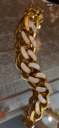 TORY BURCH ROXANNE CHUNKY GOLD BRACELET WITH INLAID MOTHER OF PEARL