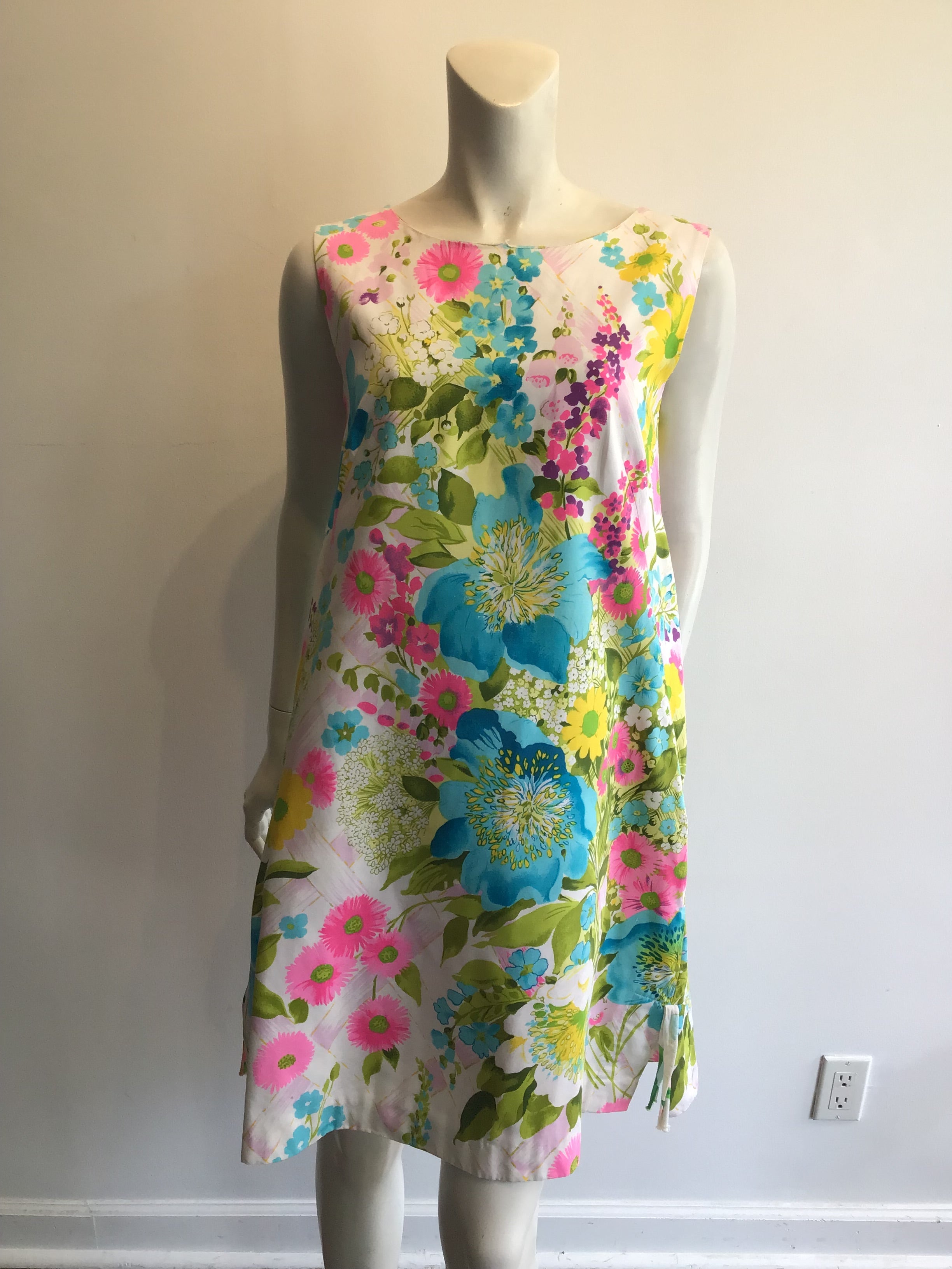1960’s Cotton Floral Janet Lynn Shift Dress Size 10