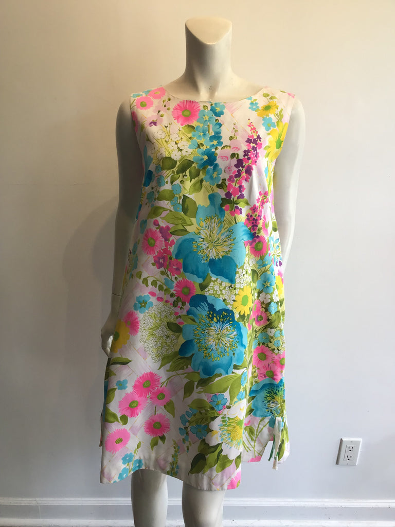 1960’s Cotton Floral Janet Lynn Shift Dress Size 10