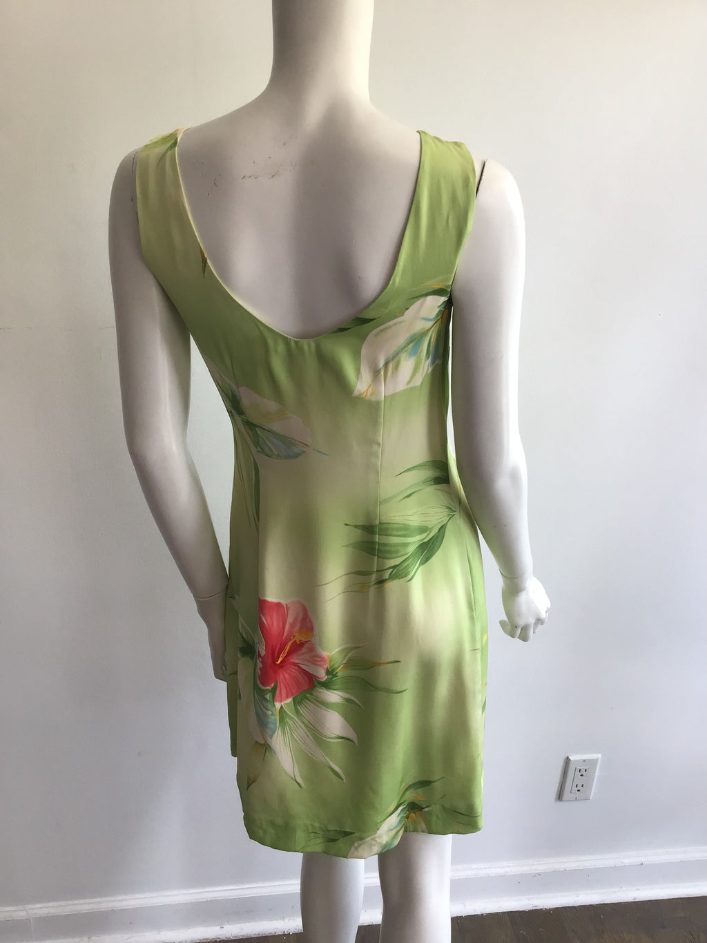 2000s Silk Green and Pink Tommy Bahama Dress Size 8
