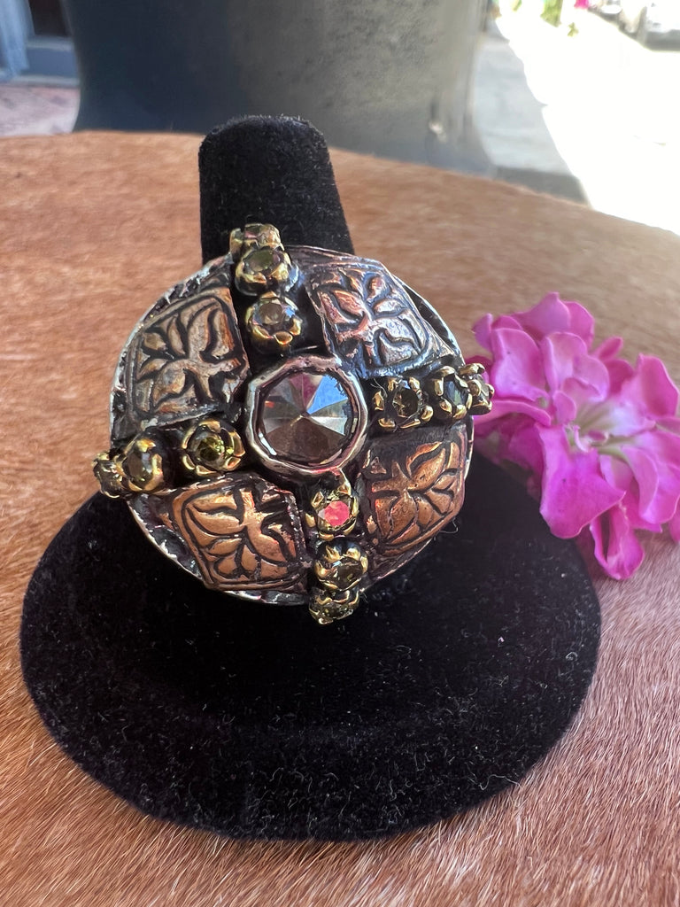 Peridot, Citrine and Sterling Ring