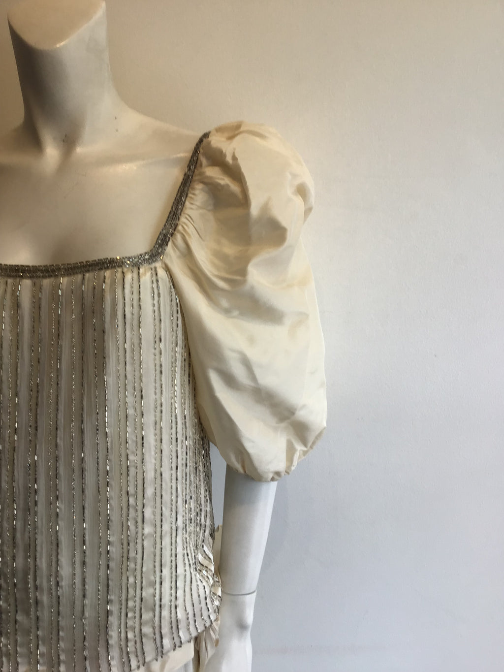 1980’s Cream Silk Taffeta Evening Gown Size 10