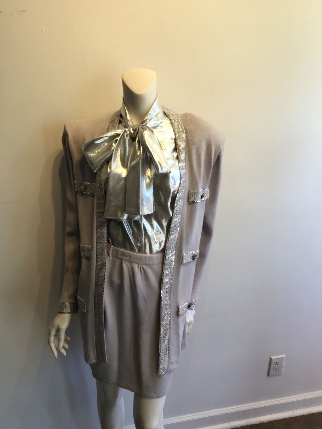 1980’s St John Silver and Pewter wool/Rayon Blend Evening Size 10