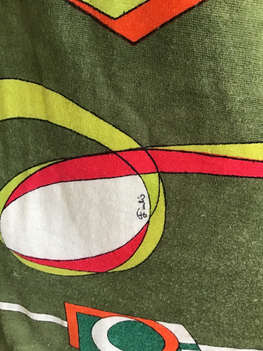 1960s Emilio Pucci Green and Red Cashmere/silk blend printed Shift Dress-size 6