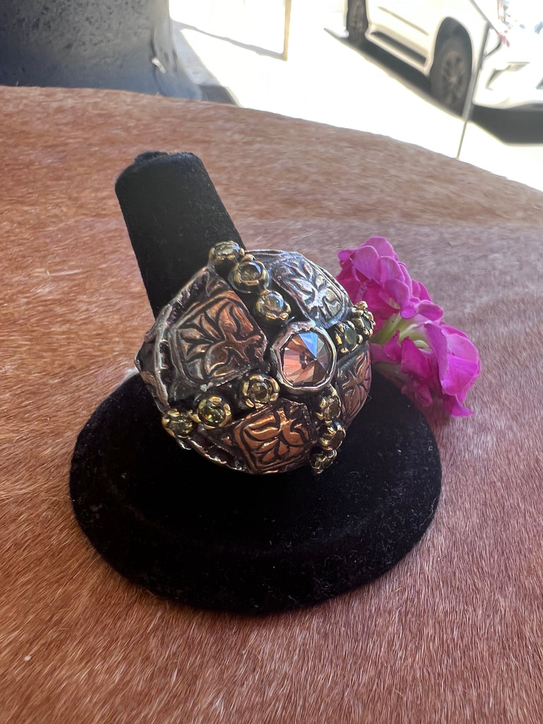 Peridot, Citrine and Sterling Ring