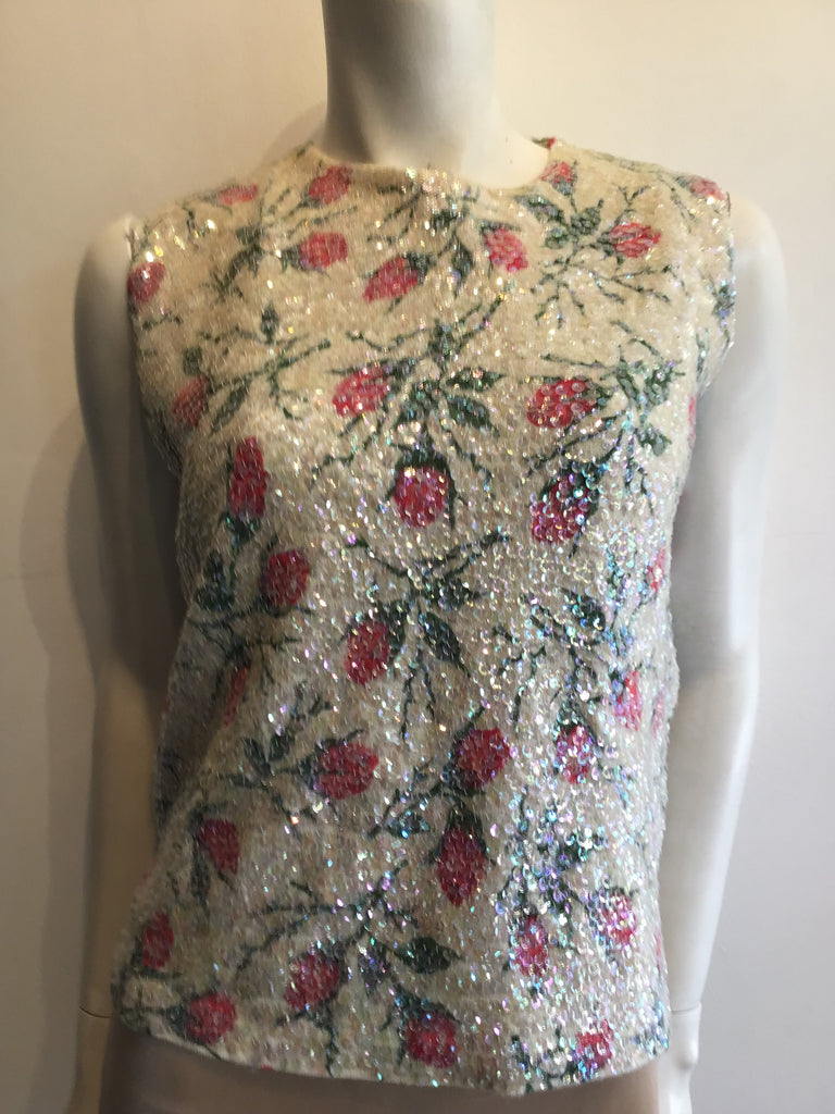 1960’s White Sequined Top Size 6