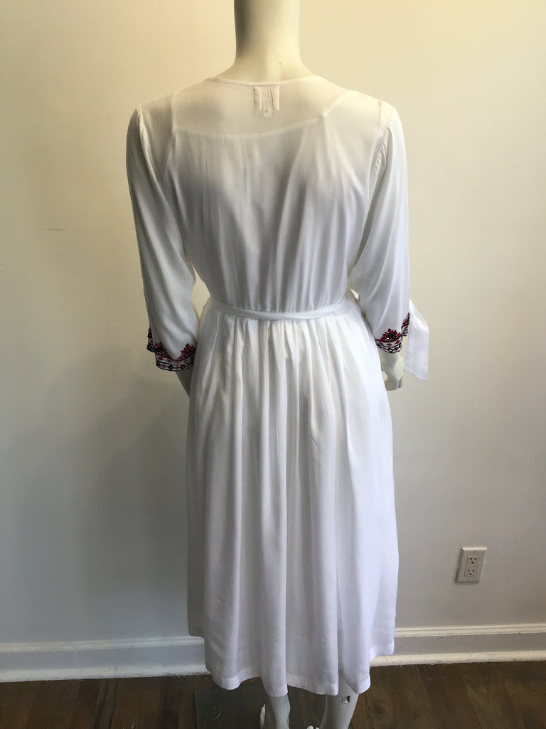 2000s Olivia Dar Cotton Embroidered White Dress Size 10