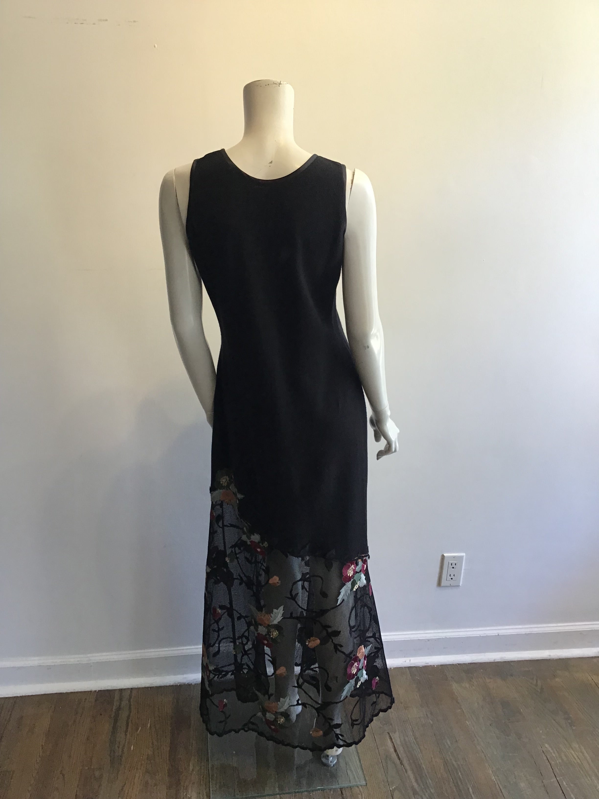 1990’s E L Ana Black Wool Maxi Dress with Bolero Size 8