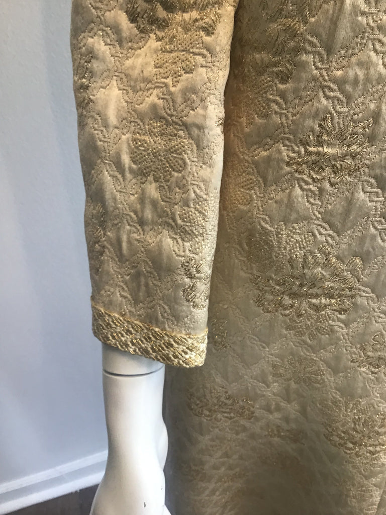 1960’s Gold Silk Brocade Saks Evening Dress Size 2