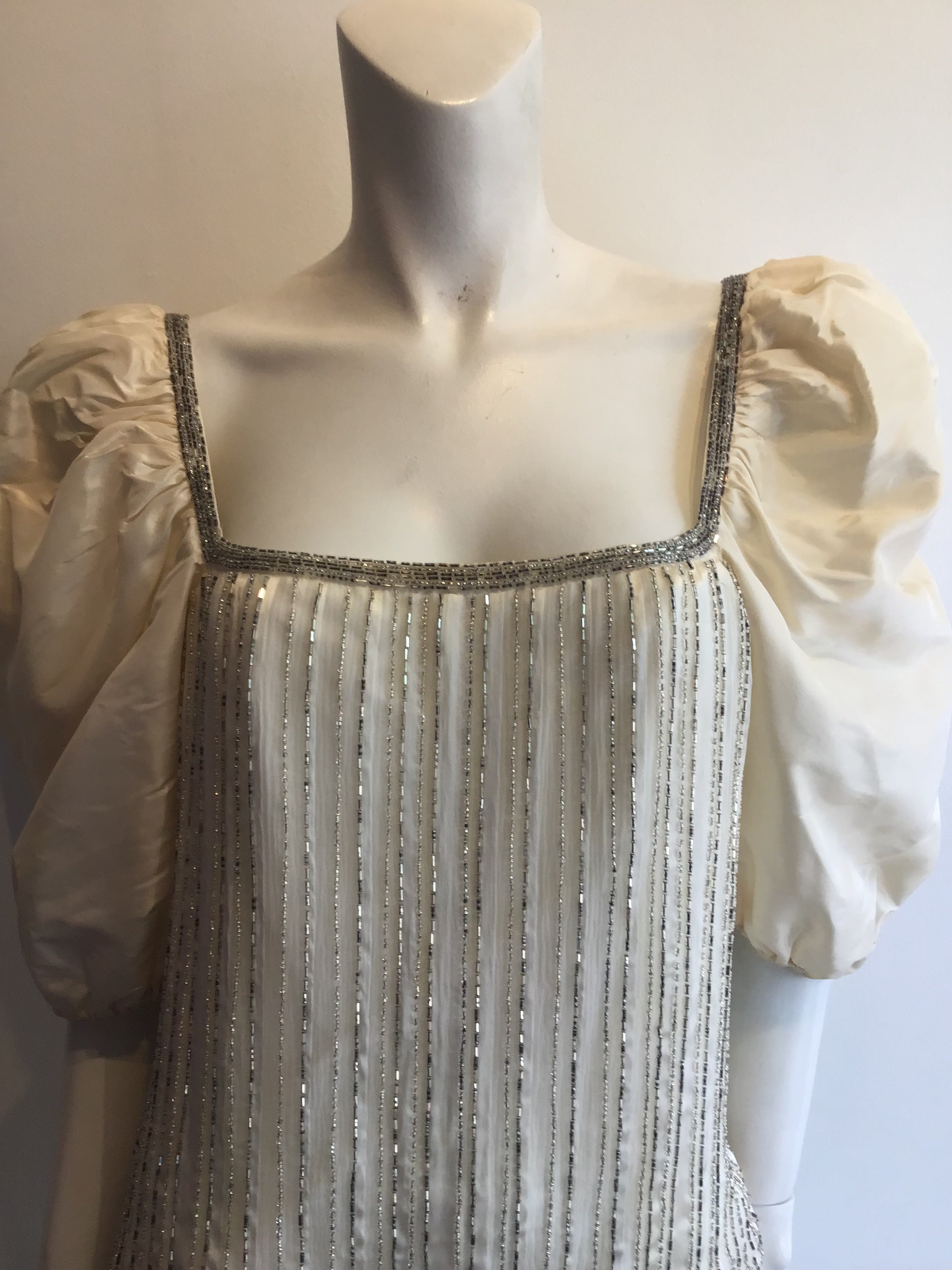 1980’s Cream Silk Taffeta Evening Gown Size 10