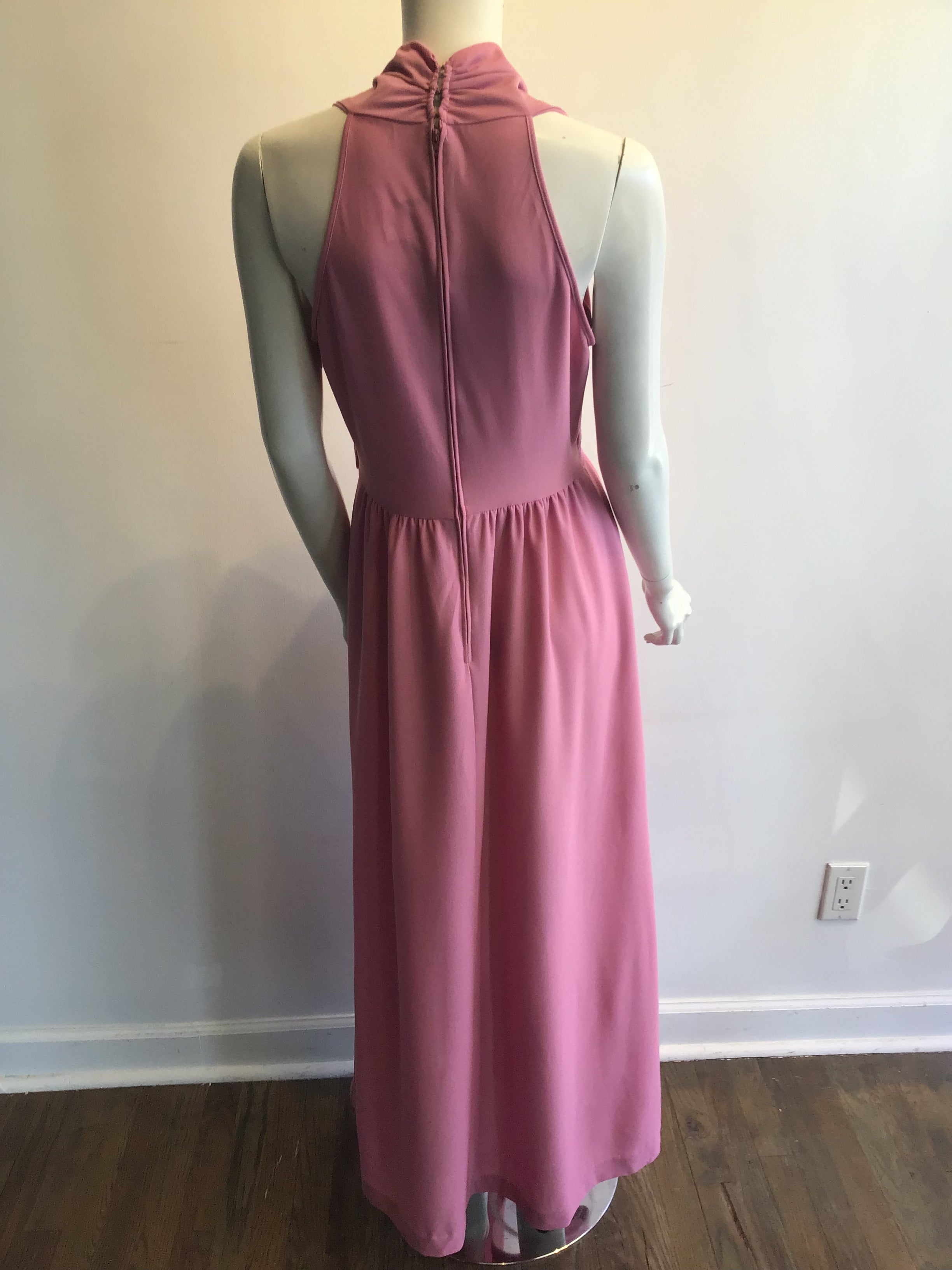 1970’s Mauve  Polyester JC Penny Maxi Dress Size 8