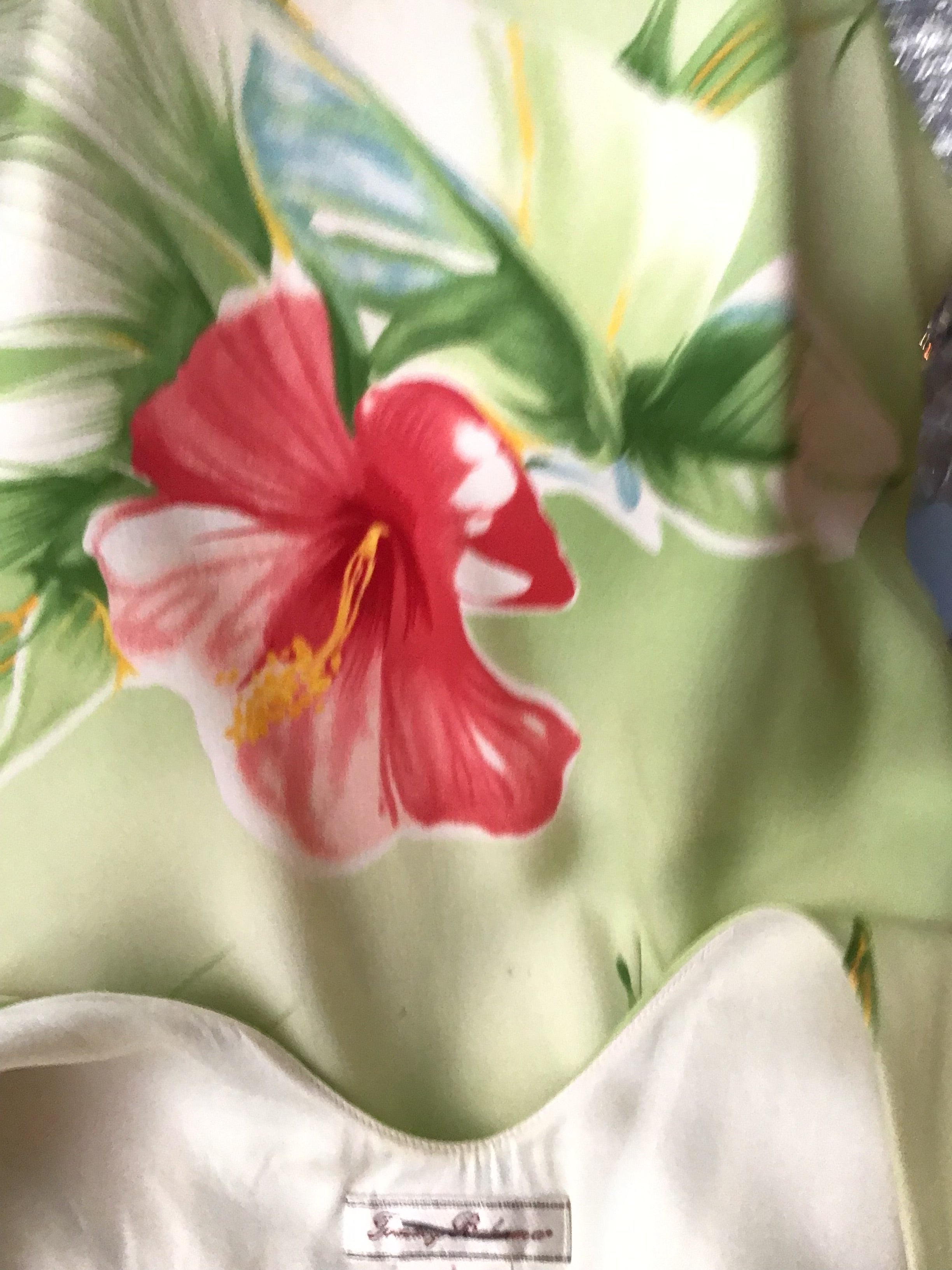 2000s Silk Green and Pink Tommy Bahama Dress Size 8