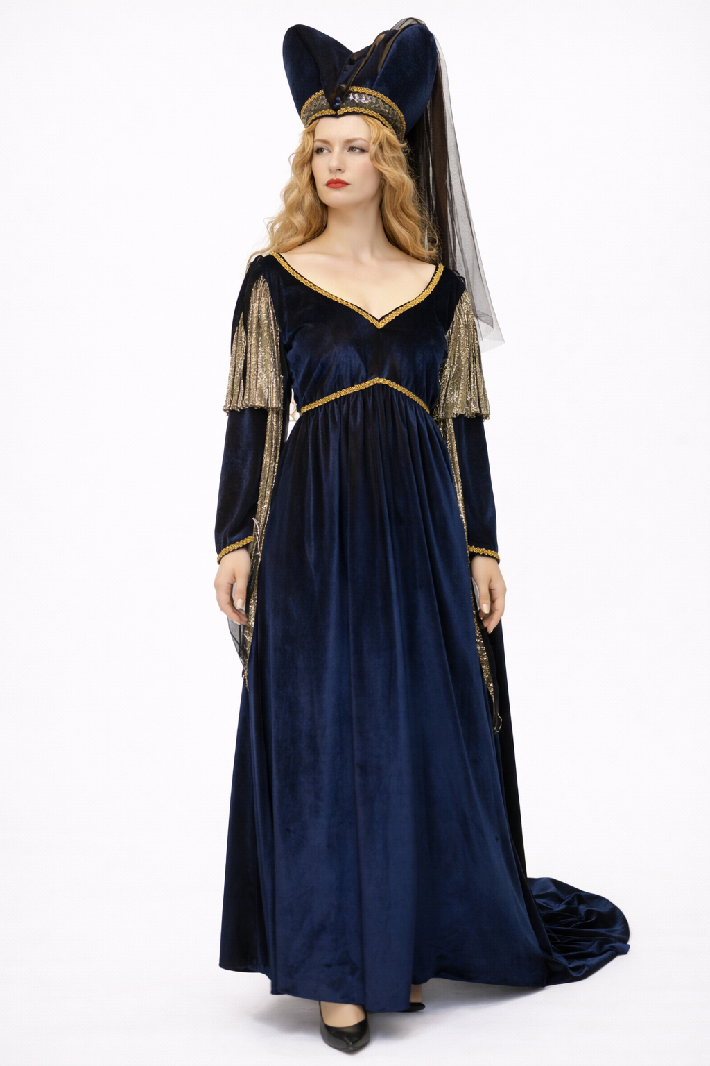 Cinderella's Stepsister Navy Velvet Costume Rental