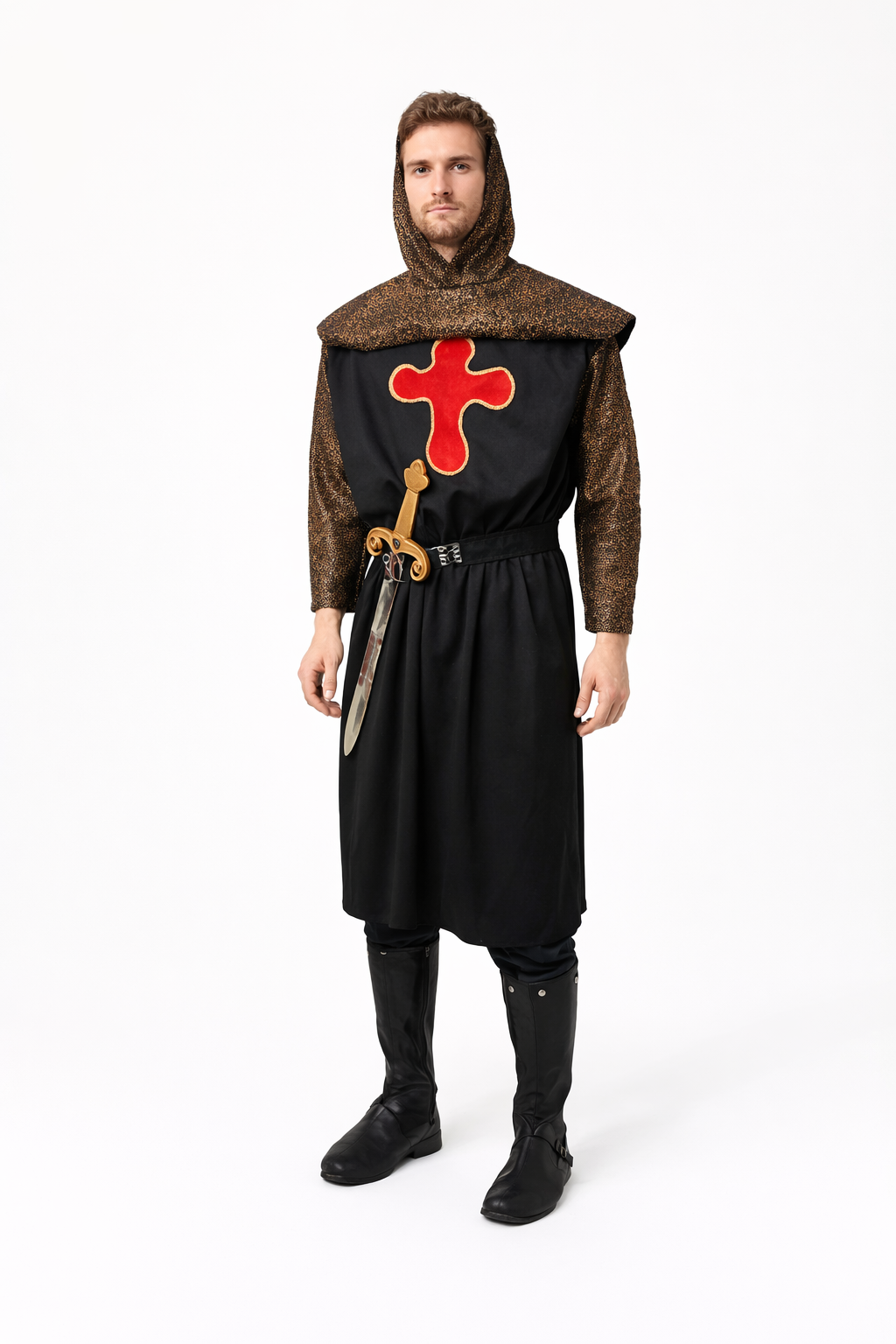 Copper Medieval Knight, Men's Black Costume Rental