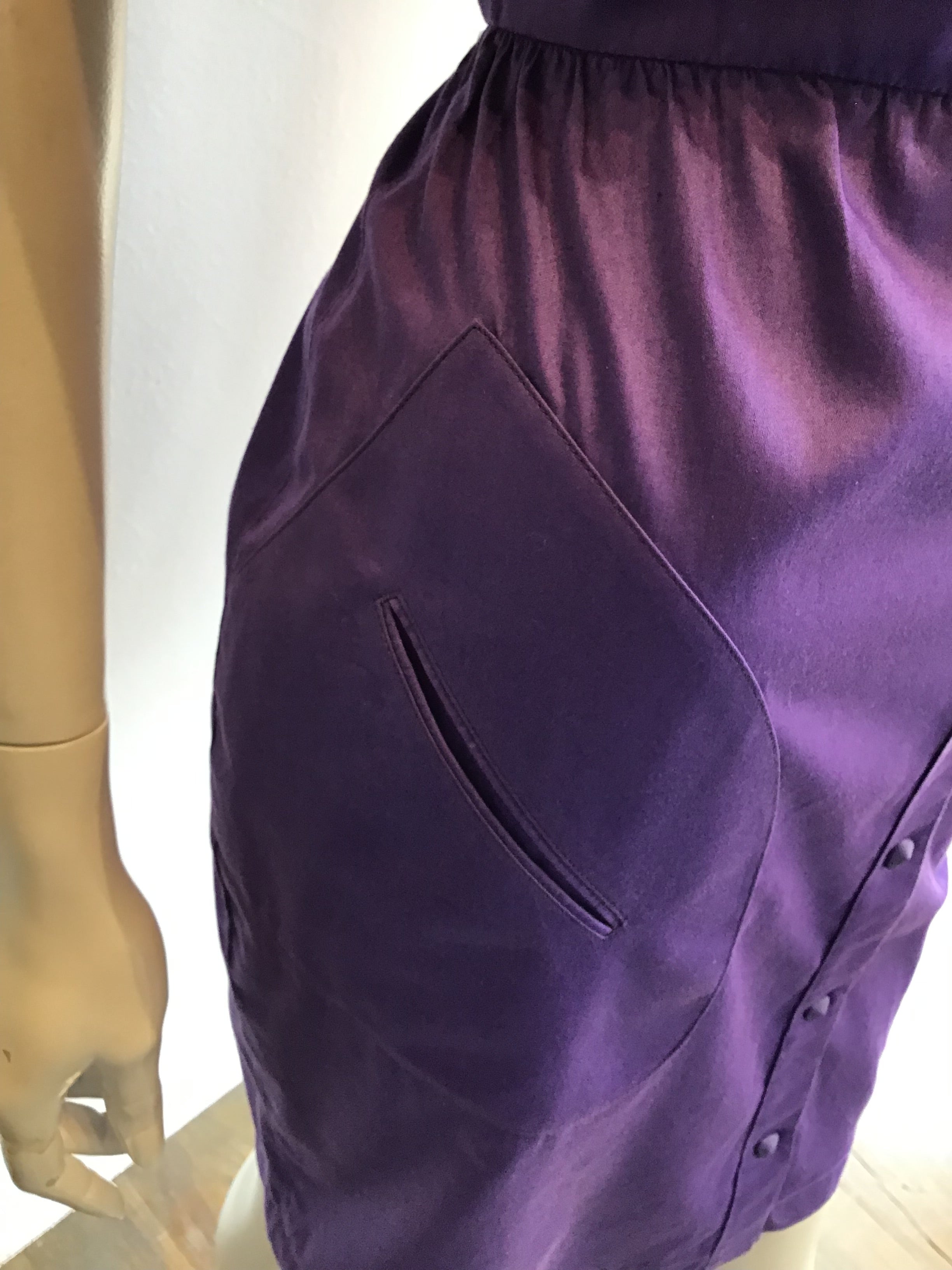 1980’s Thierry Mugler Purple Polished Cotton Dress Size 10