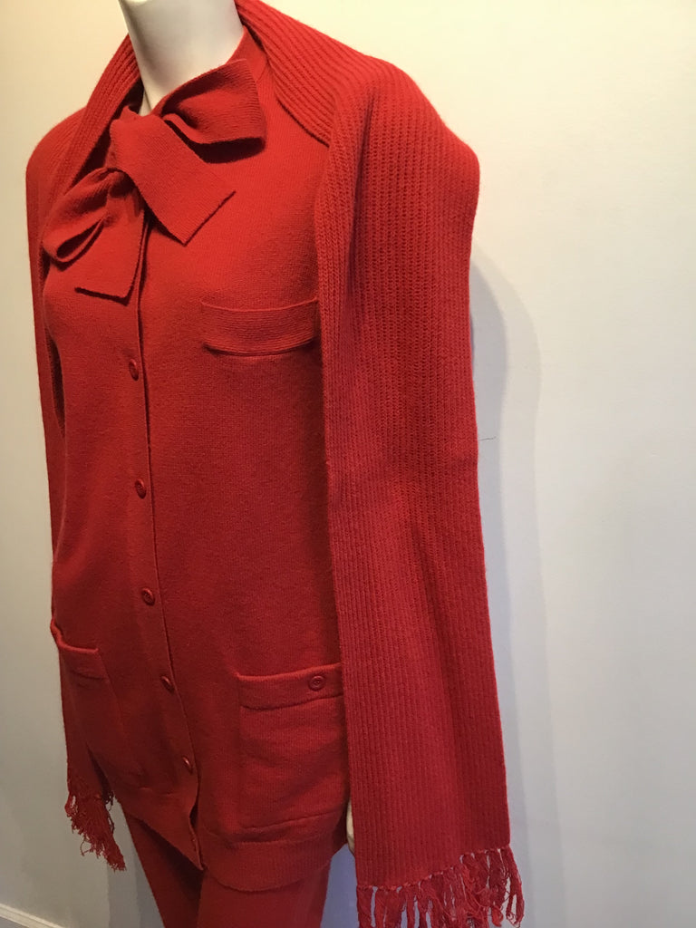 1980s Sonia Rykiel Red Wool 3 Piece Ensemble Size 6