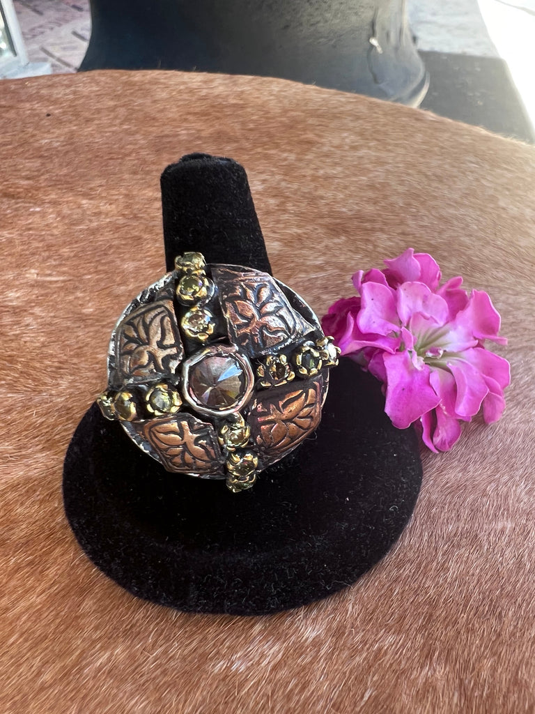 Peridot, Citrine and Sterling Ring