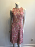 1960s Cotton Blend Pink Paisley Shift Dress Size 4