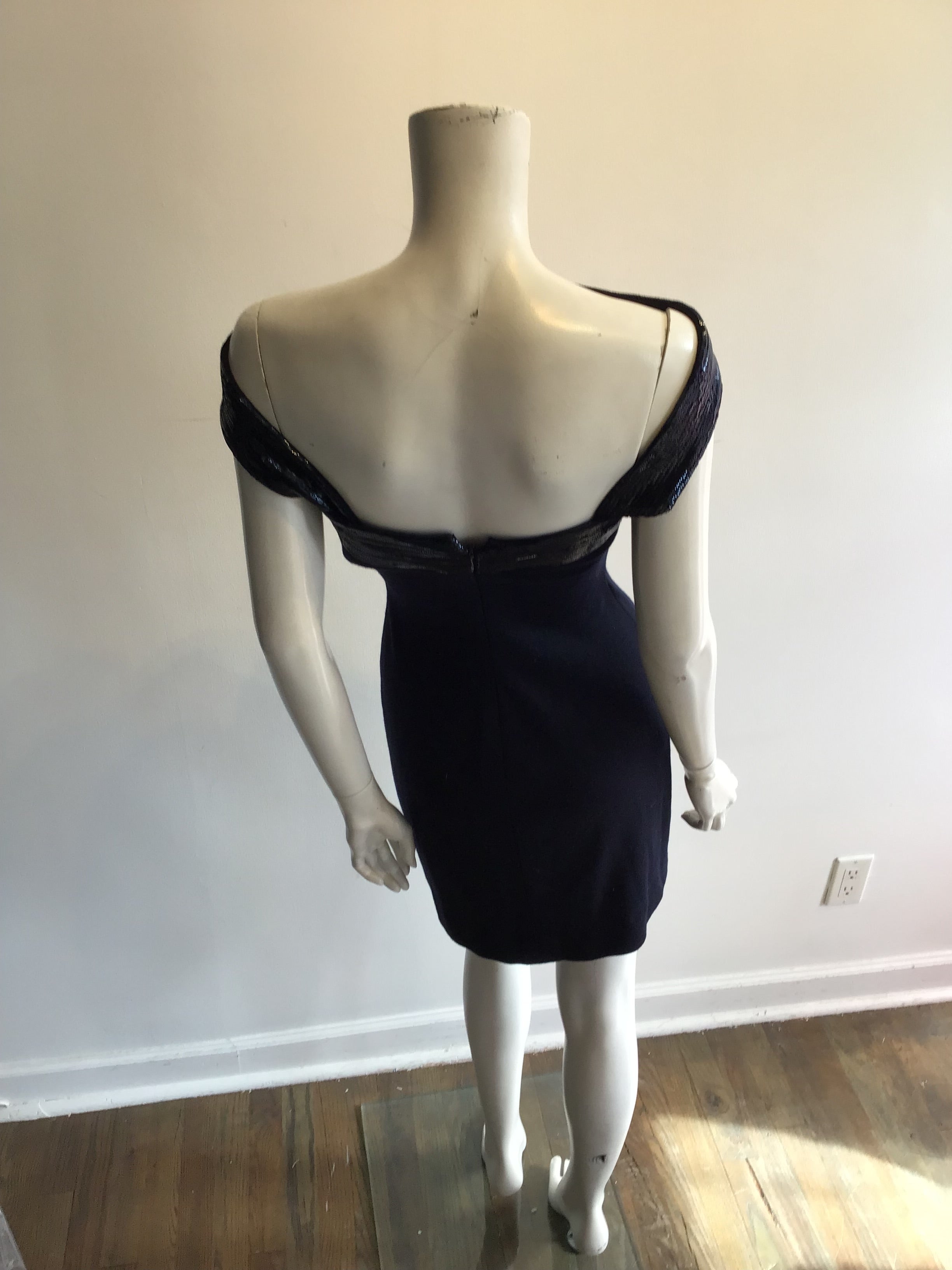 1990’s Donna Karan Navy Blue Wool Cocktail Dress Size 6