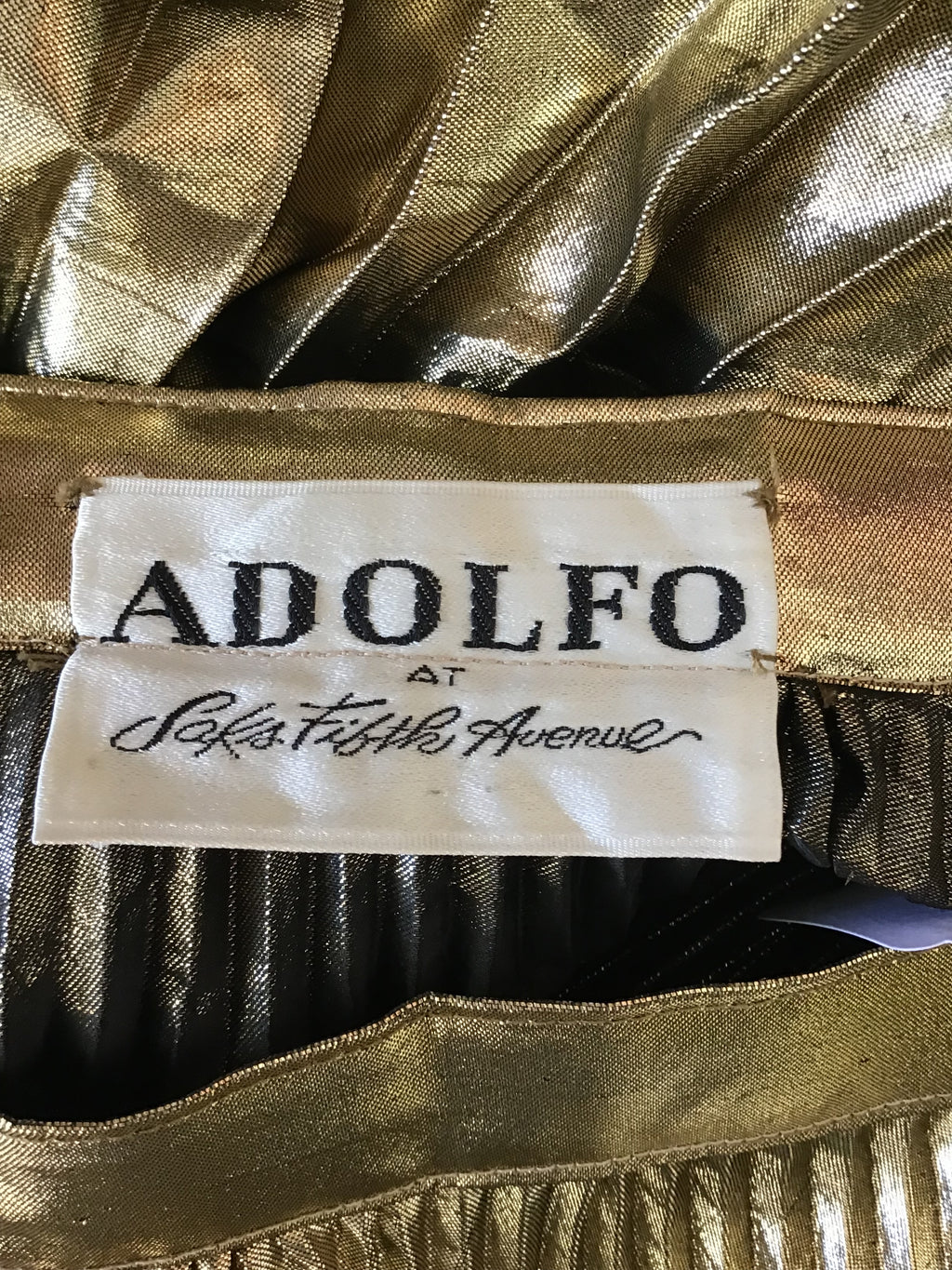1980’s Adolfo Gold Metallic Pleated Skirt Size 8