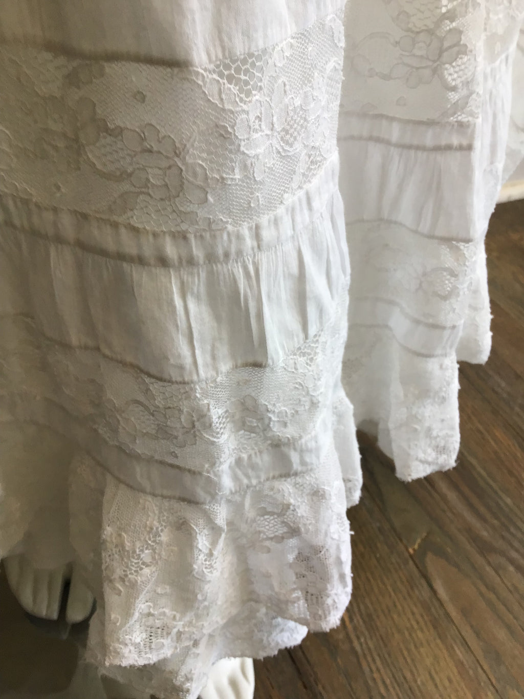 Victorian White Cotton and Lace Petticoat