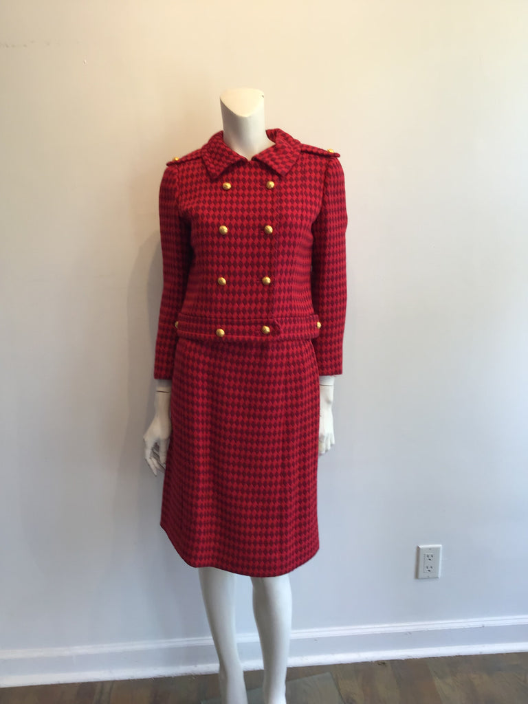 1960s Red and Black Wool Suit by Rose Bertin of Zurich Size 8