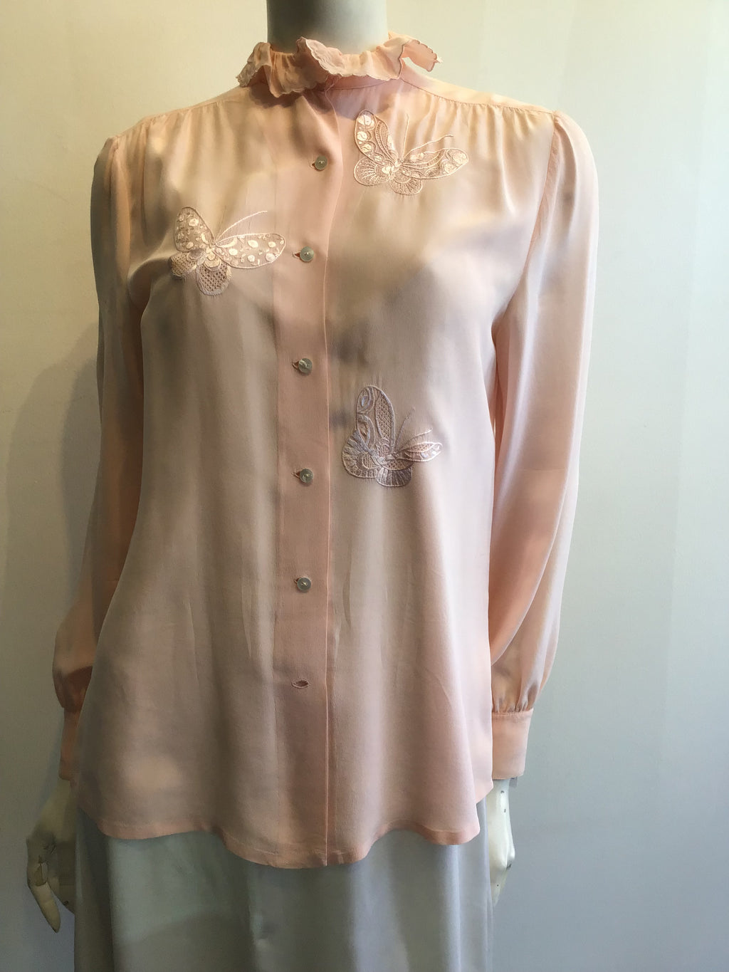 1980’s Pink Silk Hanae Mori Blouse Size 4