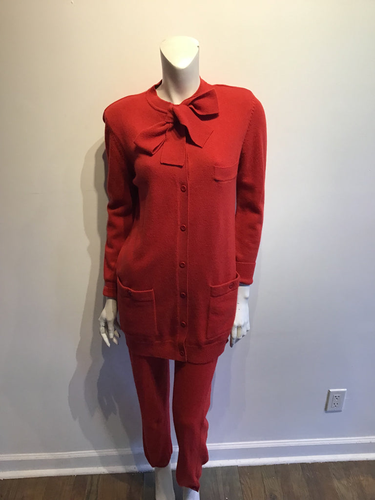 1980s Sonia Rykiel Red Wool 3 Piece Ensemble Size 6