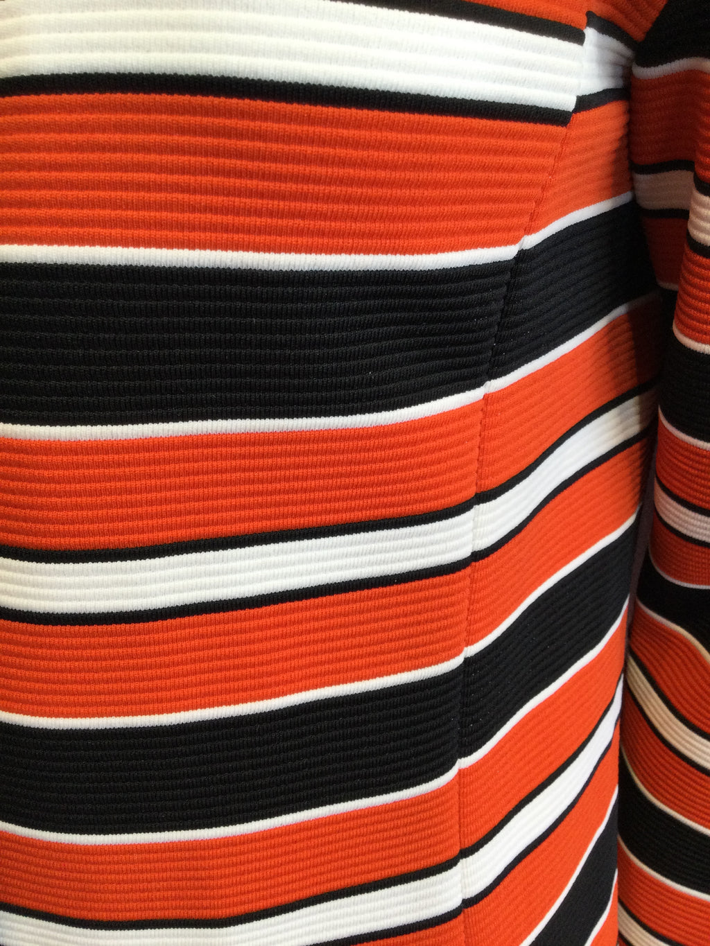 1970’s Orange/Black and white Polyester Striped Spring Coat Size 8