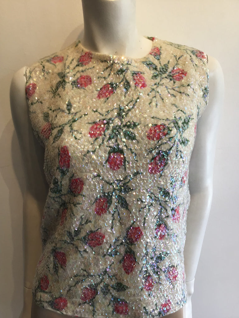 1960’s White Sequined Top Size 6